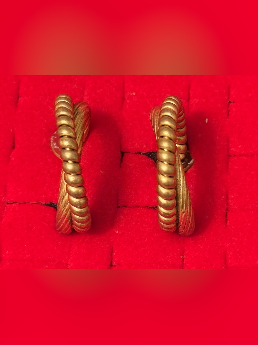 Vintage 80s Large Classic Gold Twisted Hoop Statement